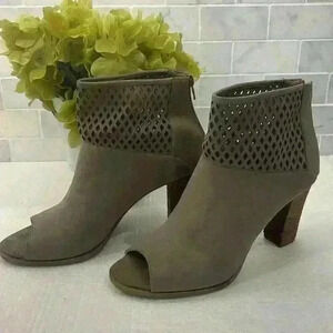 Report Suede Taupe Bootie style name Barnach, 3” heel Size 8.5